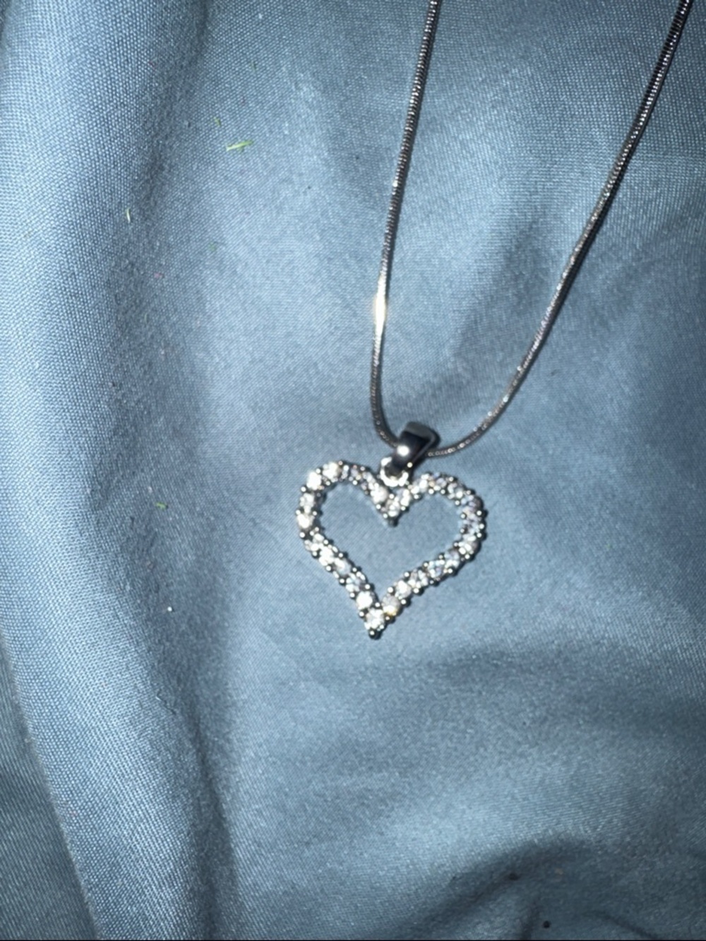 Sparkling Heart Pendant Necklace - Silver Crystal love valentine anniversary